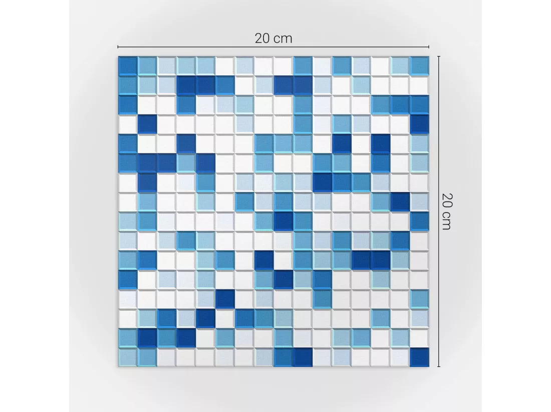 Carreaux autocollants PVC, Carrelage PVC adhésif - 20x20x20 - Mosaïque dans les tons de bleu