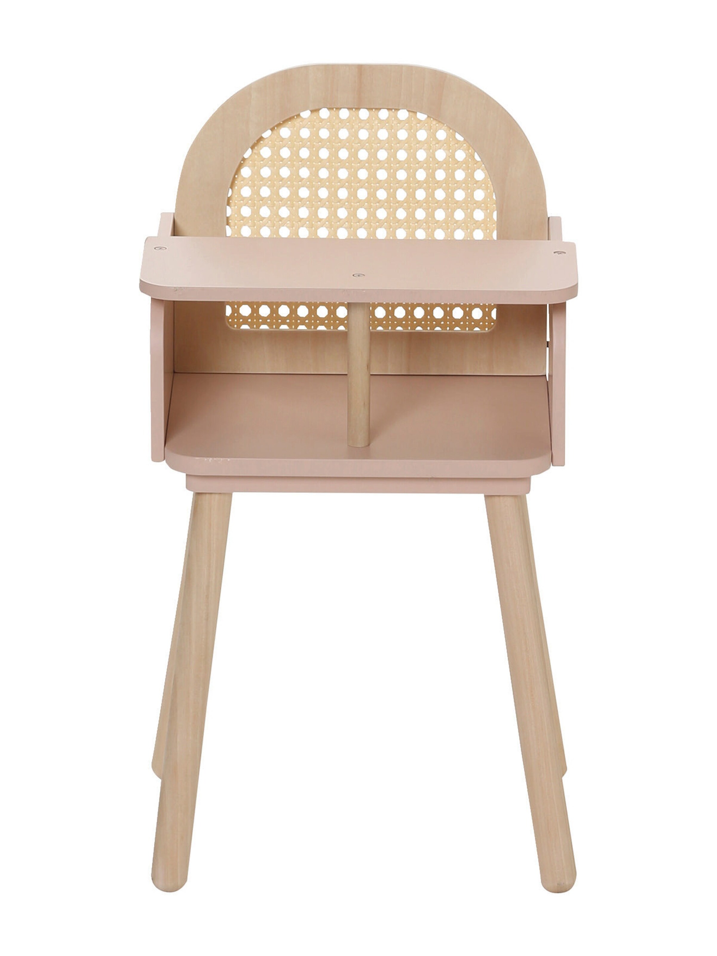 Vertbaudet Puppen Hochstuhl PETITE POESIE, Rattan/Holz FSC® rosa/natur