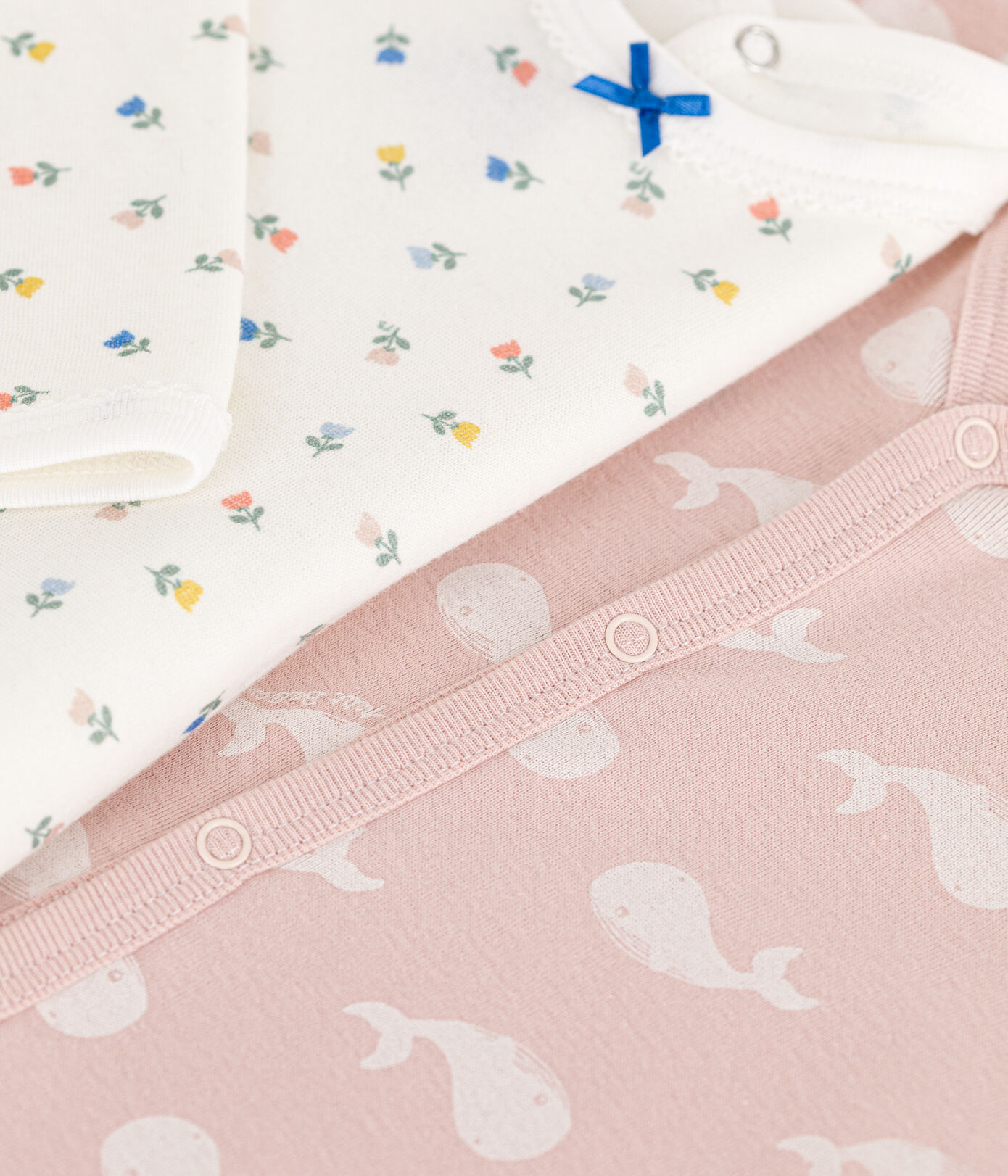 Lot de 2 dors bien fleurs et baleines roses en coton