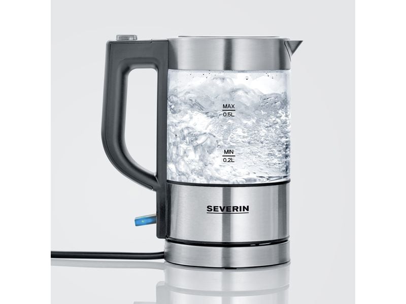 Severin Wasserkocher WK 3472 0.5 l, Grau/Silber Glaswasserkocher
