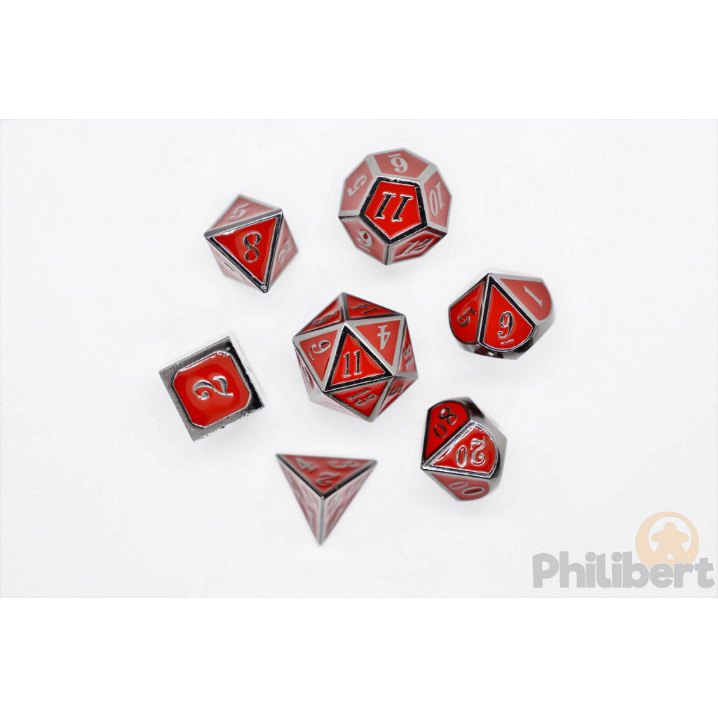 Set de 7 Dés JDR métalliques - Enamel and Gunmetal
