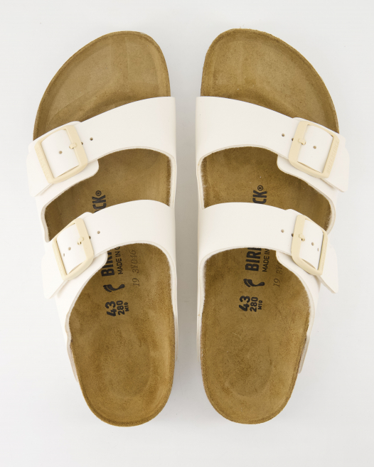 Birkenstock Arizona Birko-Floor Pantoletten in Weiß
