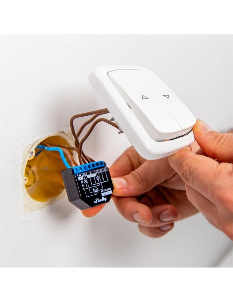 Shelly Plus 2PM - WiFi relæ/jalousi, 2 kanaler med effektmåling (24VDC/230VAC)
