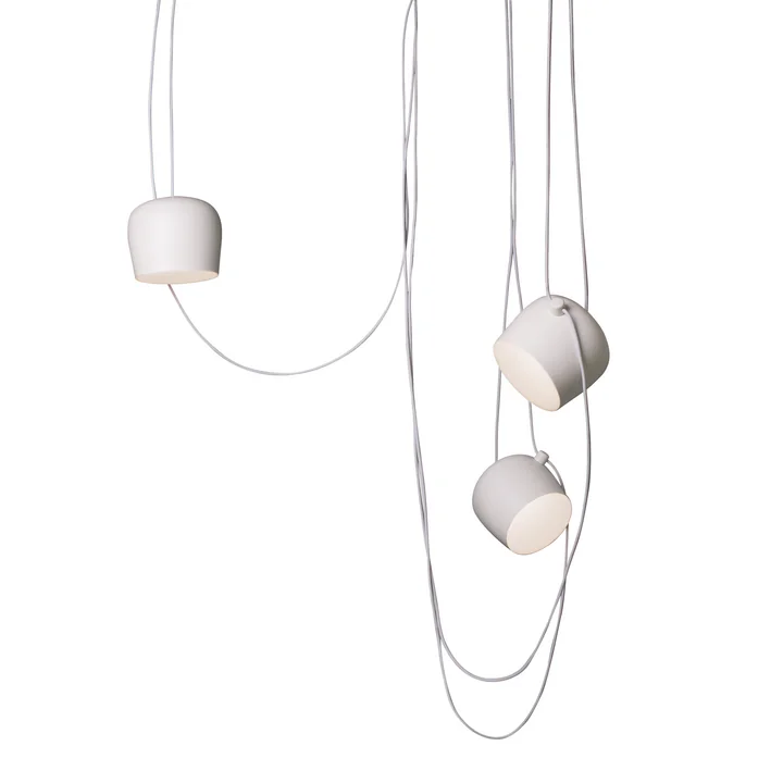 Flos - AIM Small LED-Pendelleuchte mit Baldachin, weiss (3-flammig)