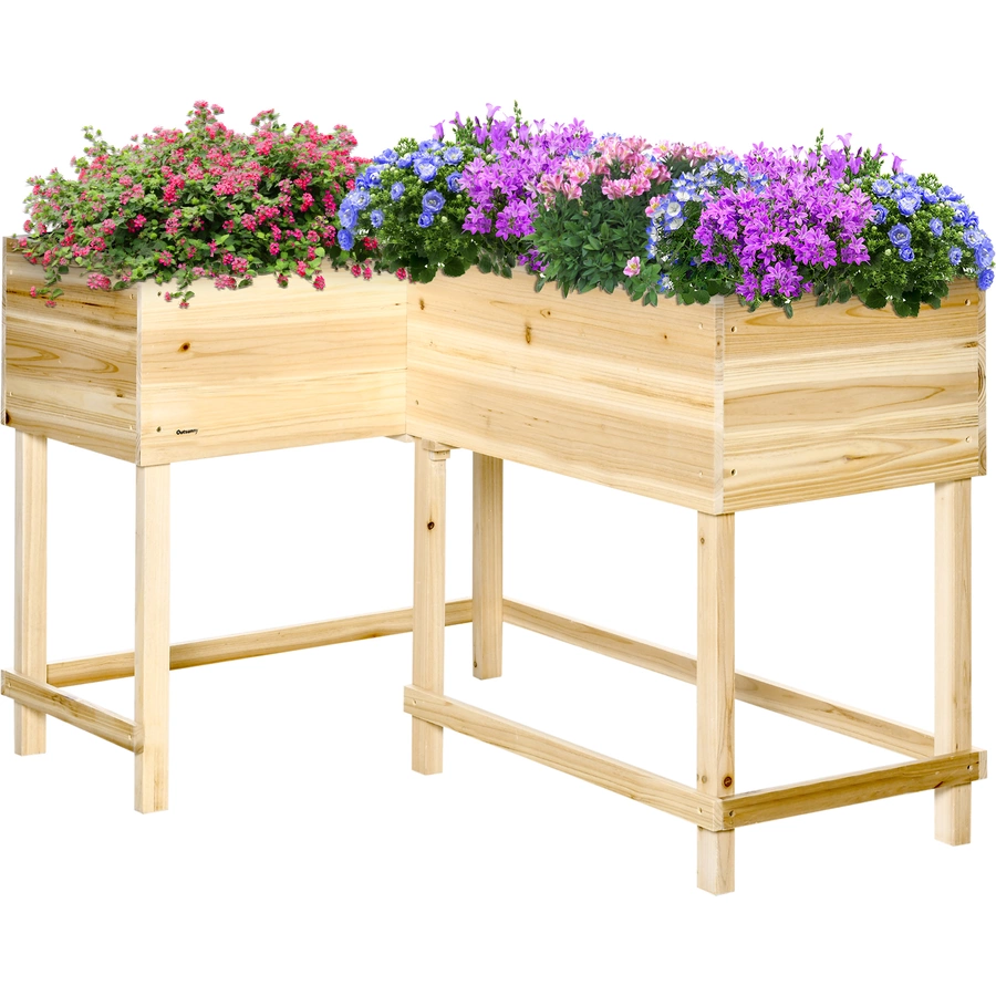 Outsunny Hochbeet mit 3 Abflussöffnungen im Boden natur