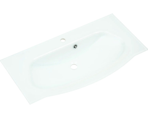 3-delige badkamermeubelset Pelipal xpressline 4005 BxHxD 92 x 200 x 49,1 cm, hoogglans witte fronten, met witte glazen wastafel en glazen wastafelmeubel, wastafelkast, spiegelkast met LED-verlichting, chromen greep, 992.0900111 9920900111