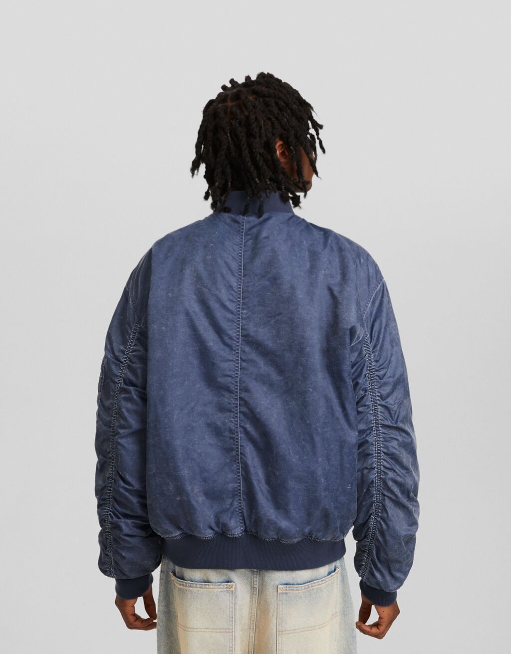 Jaqueta bomber de nylon desbotada