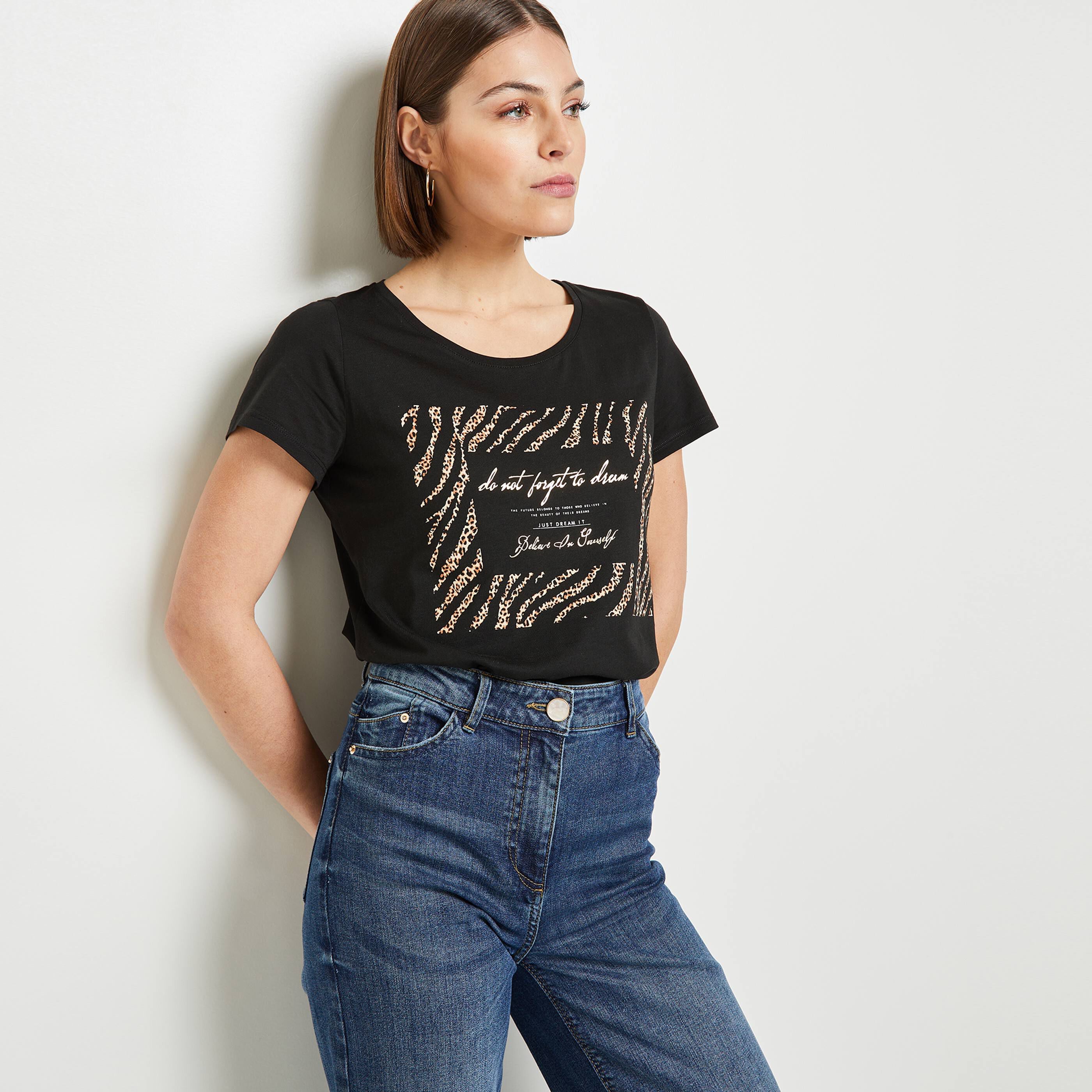 T-shirt imprimé femme - NOIR