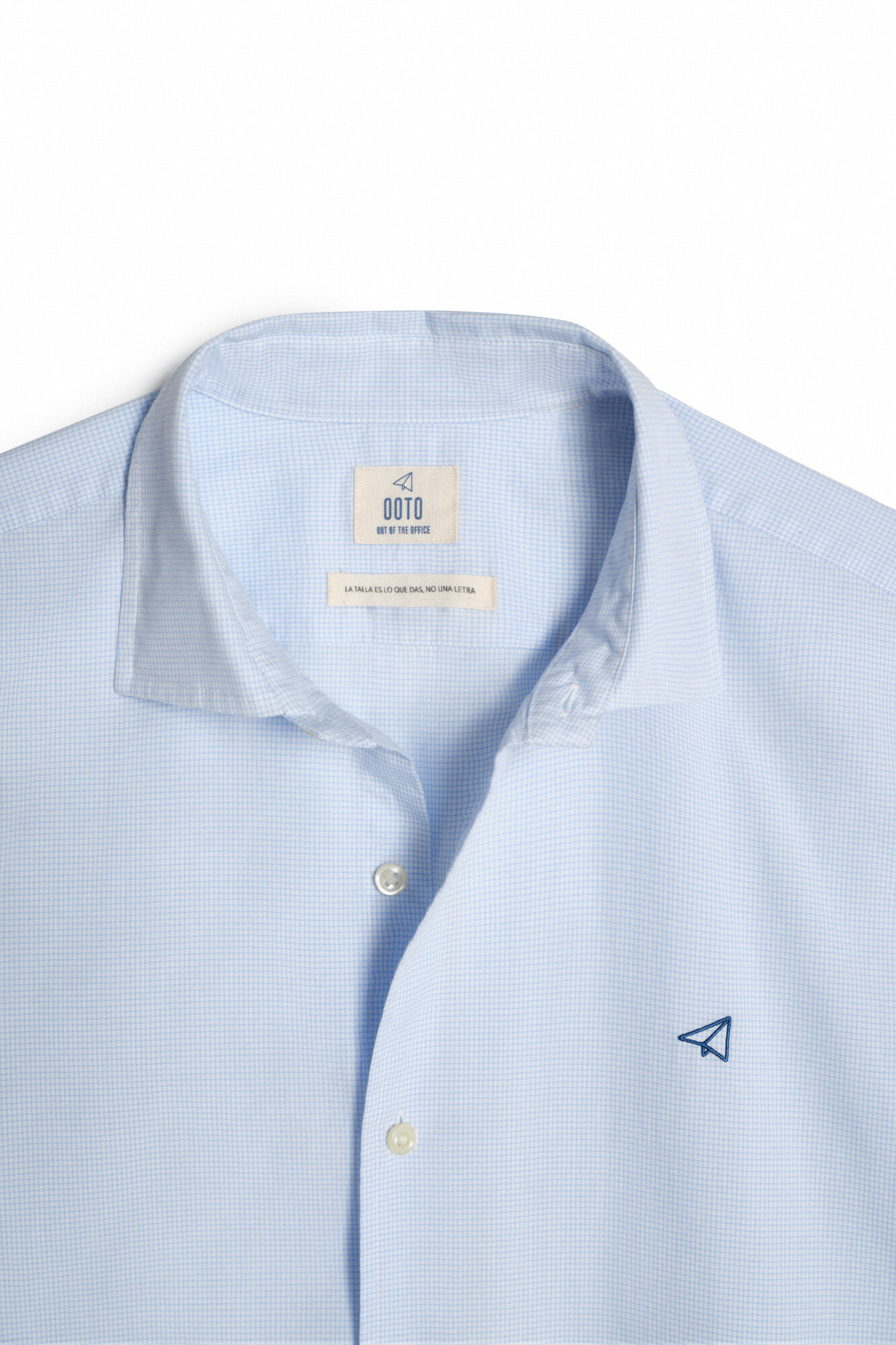 Camisa xadrez vichy pequena, mangas compridas - Azul