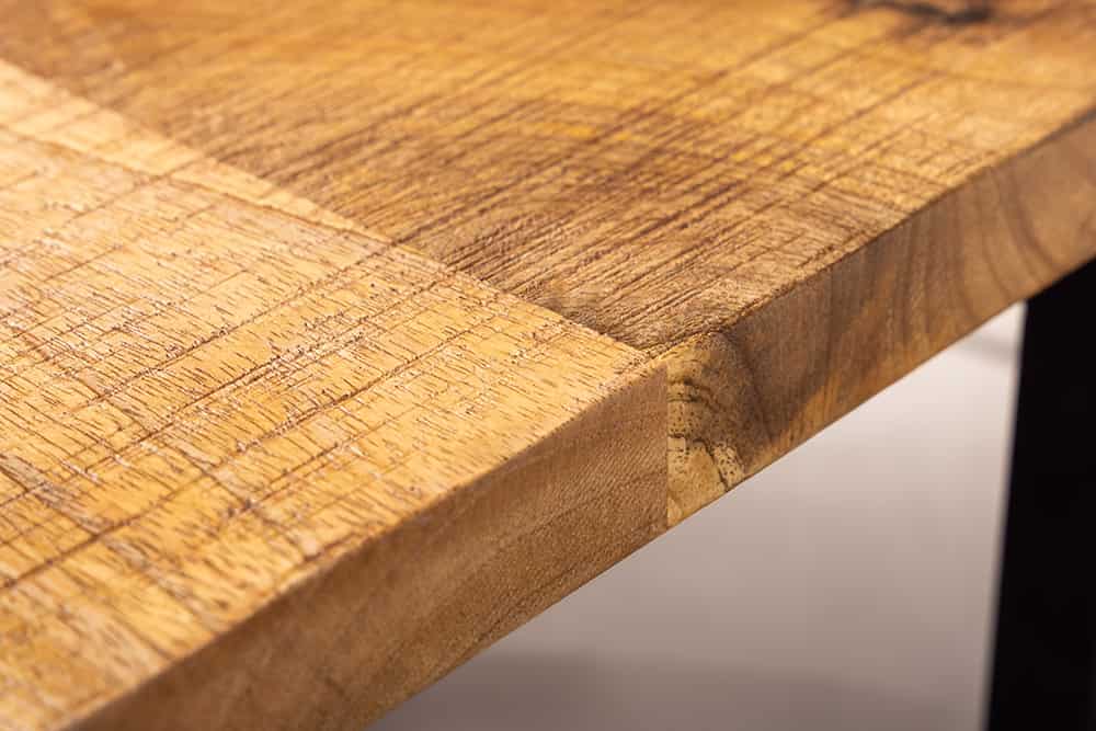 Massivholz Beistelltisch GASTON 65cm natur Mangoholz Metall schwarz handmade