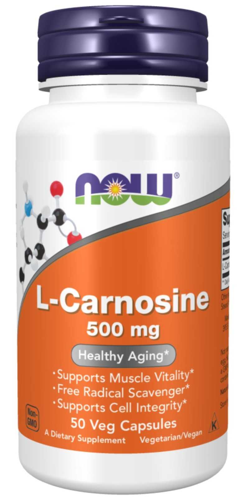 NOW Foods L-Carnosina 500mg 50 cápsulas veganas