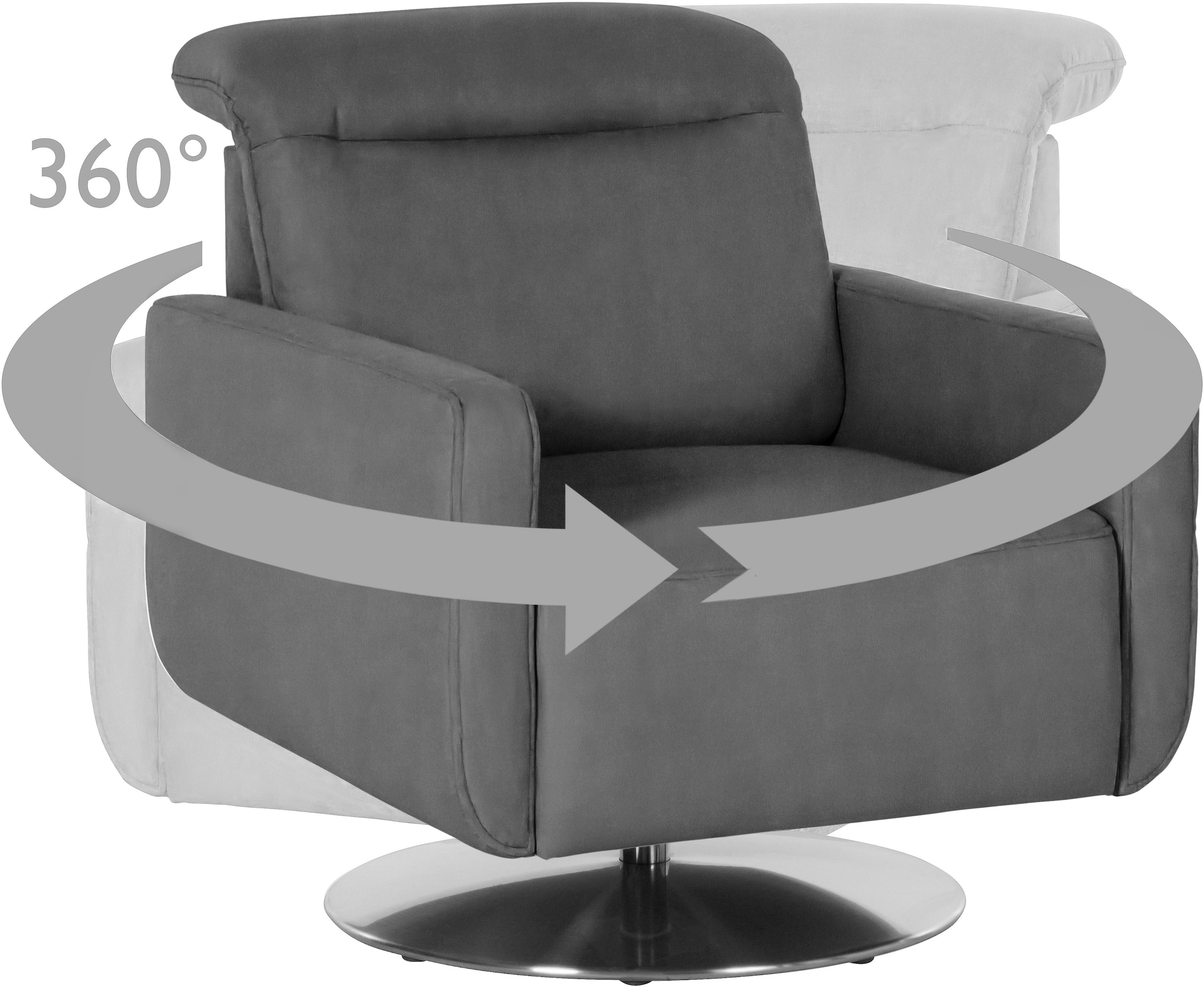 sit&more Drehsessel »Gizeh« inklusive Kopfteilverstellung, mit Federkern