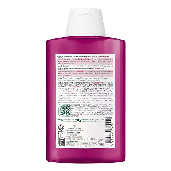 Shampoo Klorane Prickly Pear 72h Hidratação e Brilho, 200ml