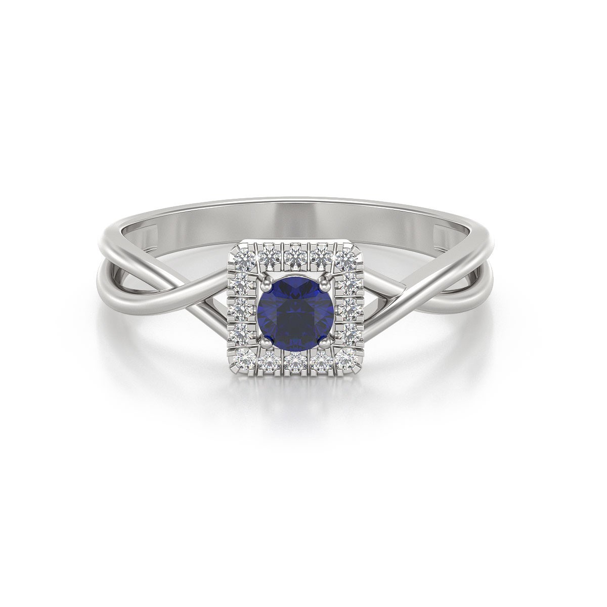 Bague Saphir et diamants sur Argent 925 2.154grs