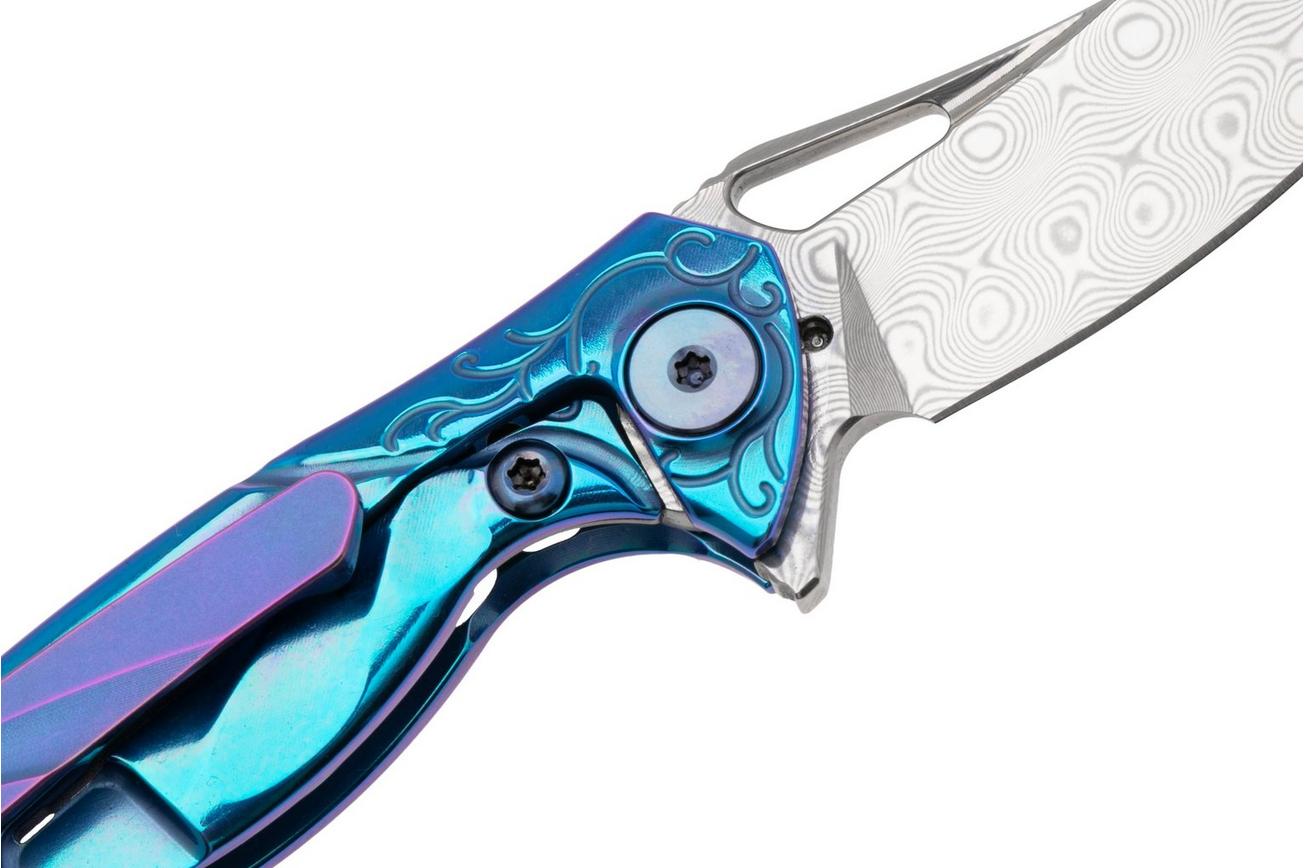 Rike Mini Hummingbird zakmes damascus, blauw