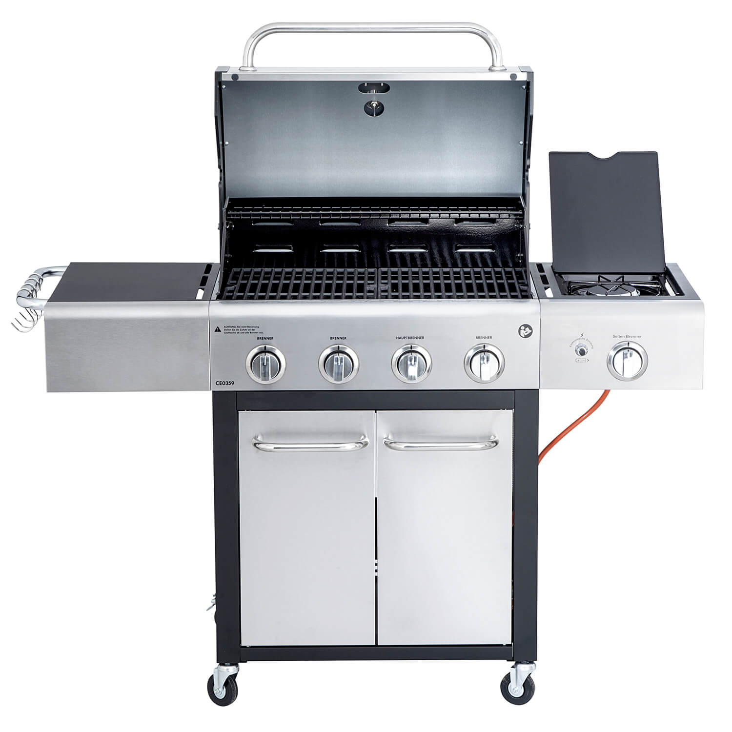 Gasgrill ALL'GRILL FESTIVAL für Einsteiger in Edelstahl-schwarz : 4-flammiger Grill mit 15,5 kW Leistung und großzügiger Grillfläche