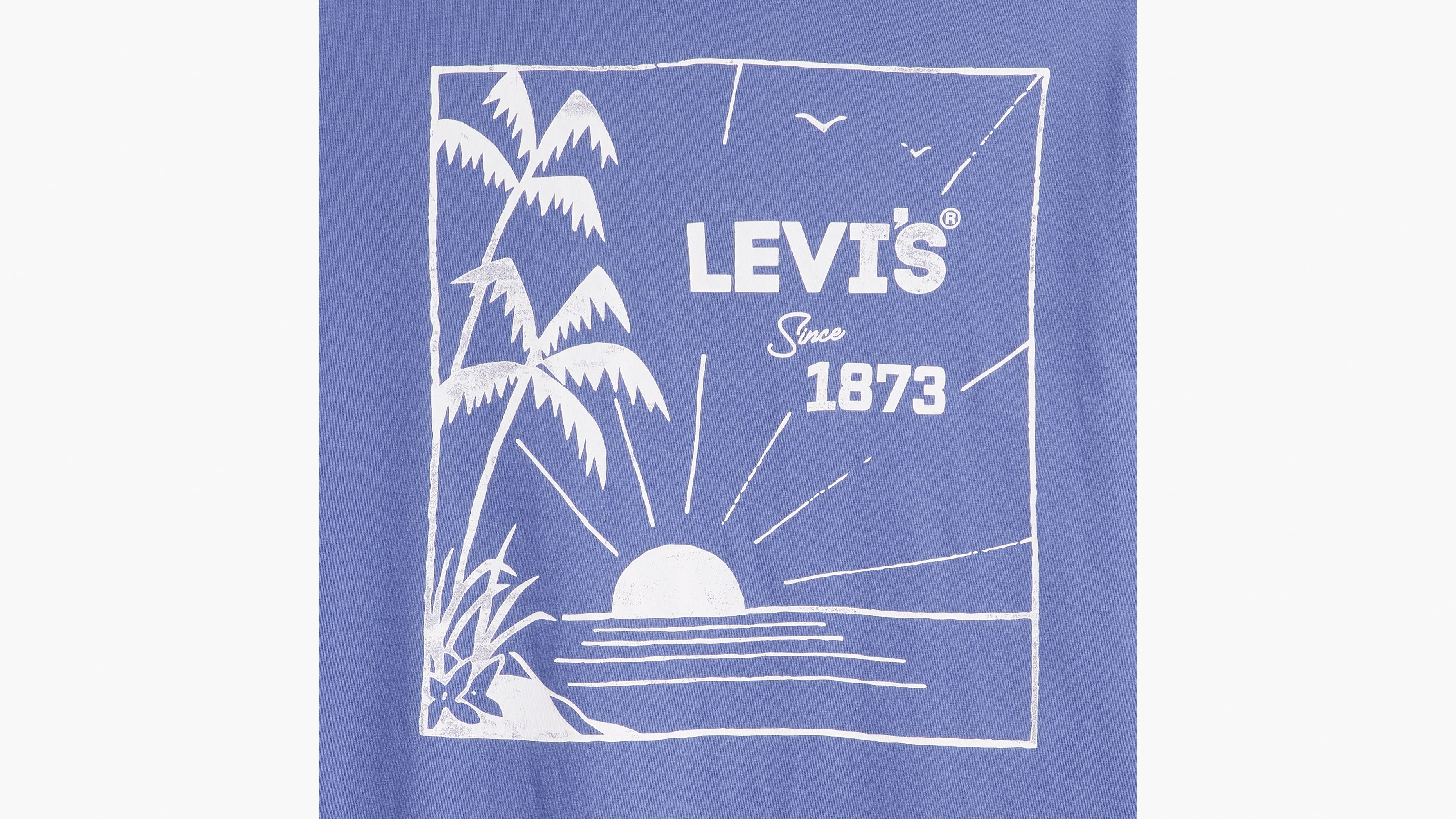 T-shirt graphique Relaxed - Levis Palm Woodblock Coastal Fjord - Bleu