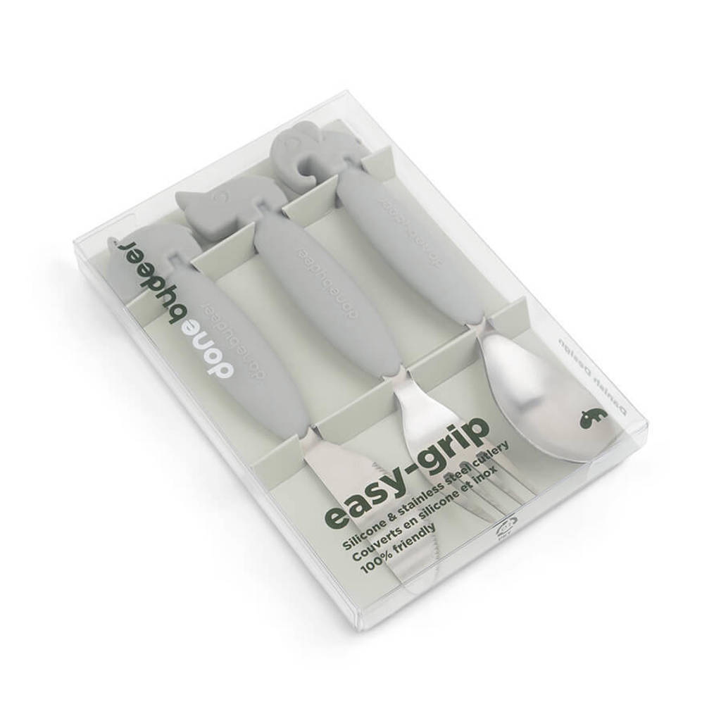 Easy-grip cutlery set Deer friends Grey