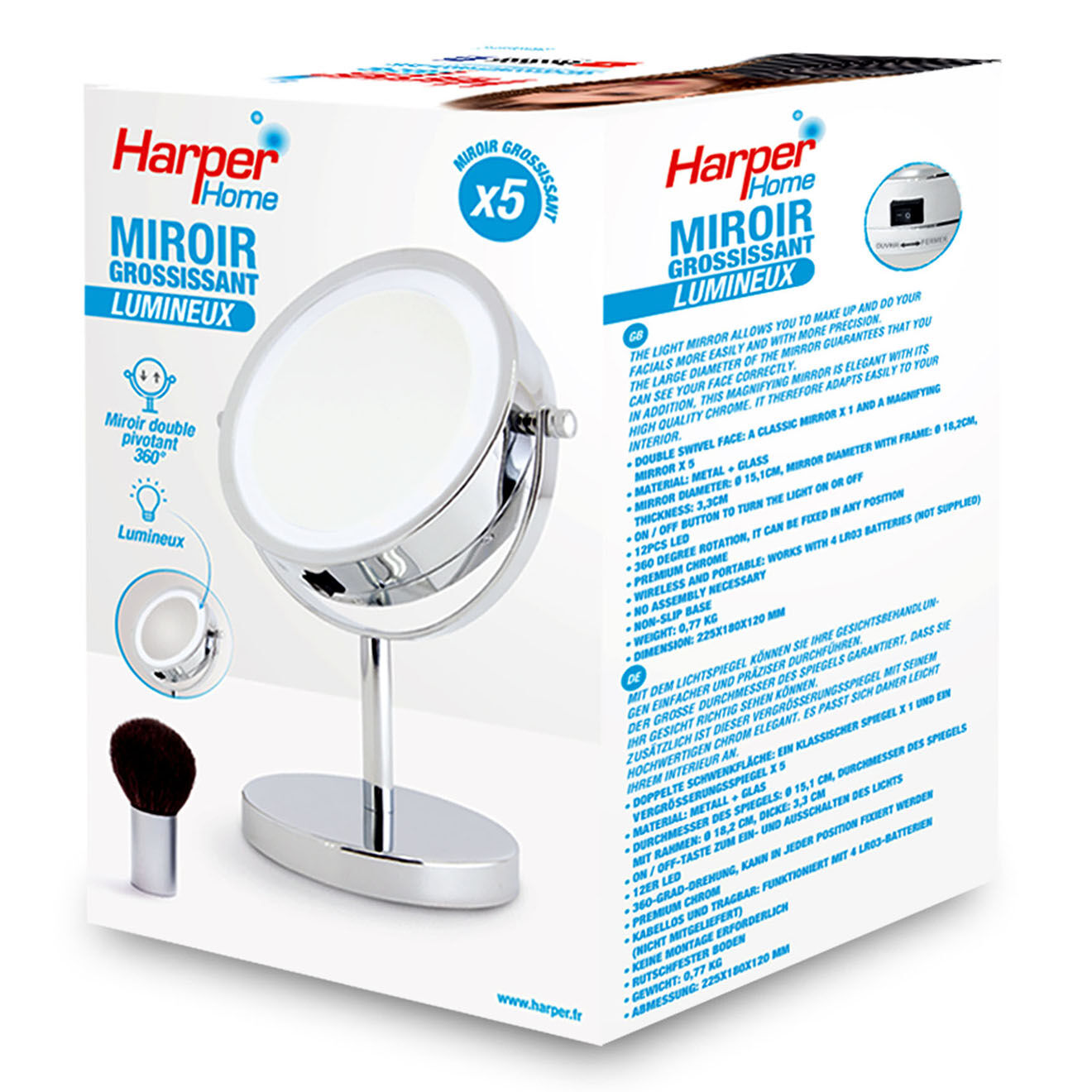 Therasun Miroir lumineux blanc - 17.8x24.9x0.1 cm