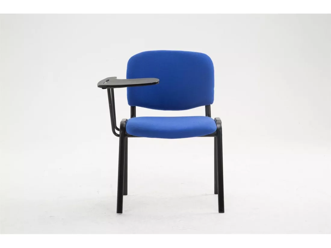 Chaise de conférence - Tissu & Métal noir mat - Bleu - Ken mit Klapptisch