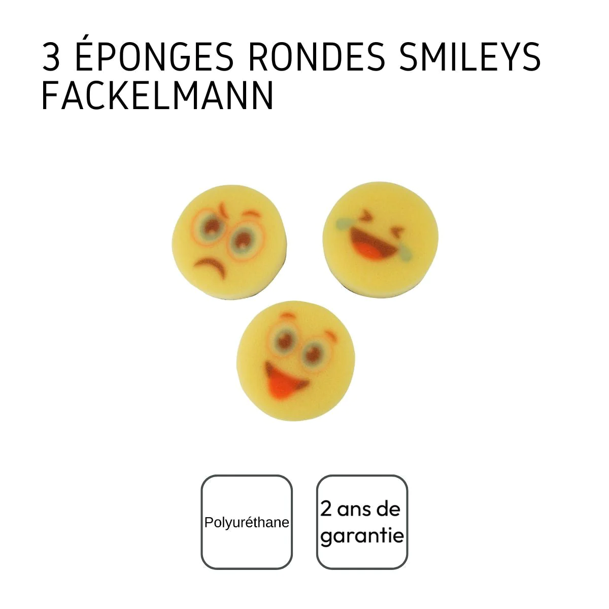Lot de 3 éponges de vaisselle motifs emoji Fackelmann Tecno Fackelmann