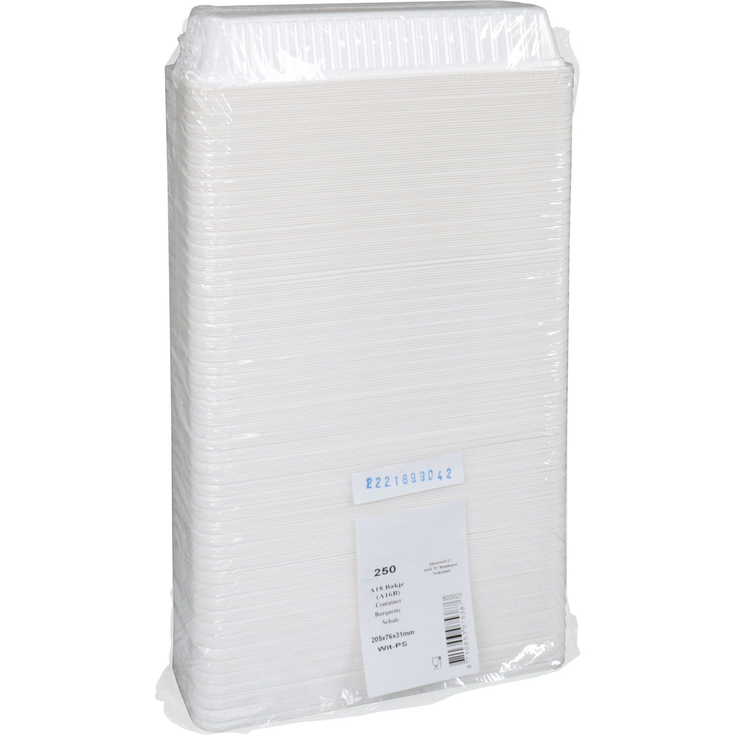 Bak, PS, A18, snackbak, 205x76x31mm, wit
