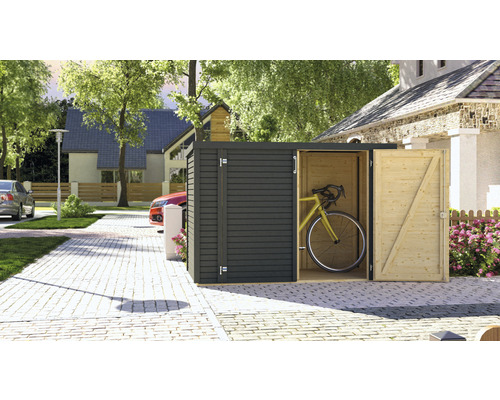 Bertilo Woodline Bike fietsenstalling/tuinhuisje met vloer, 202x106 cm, antraciet
