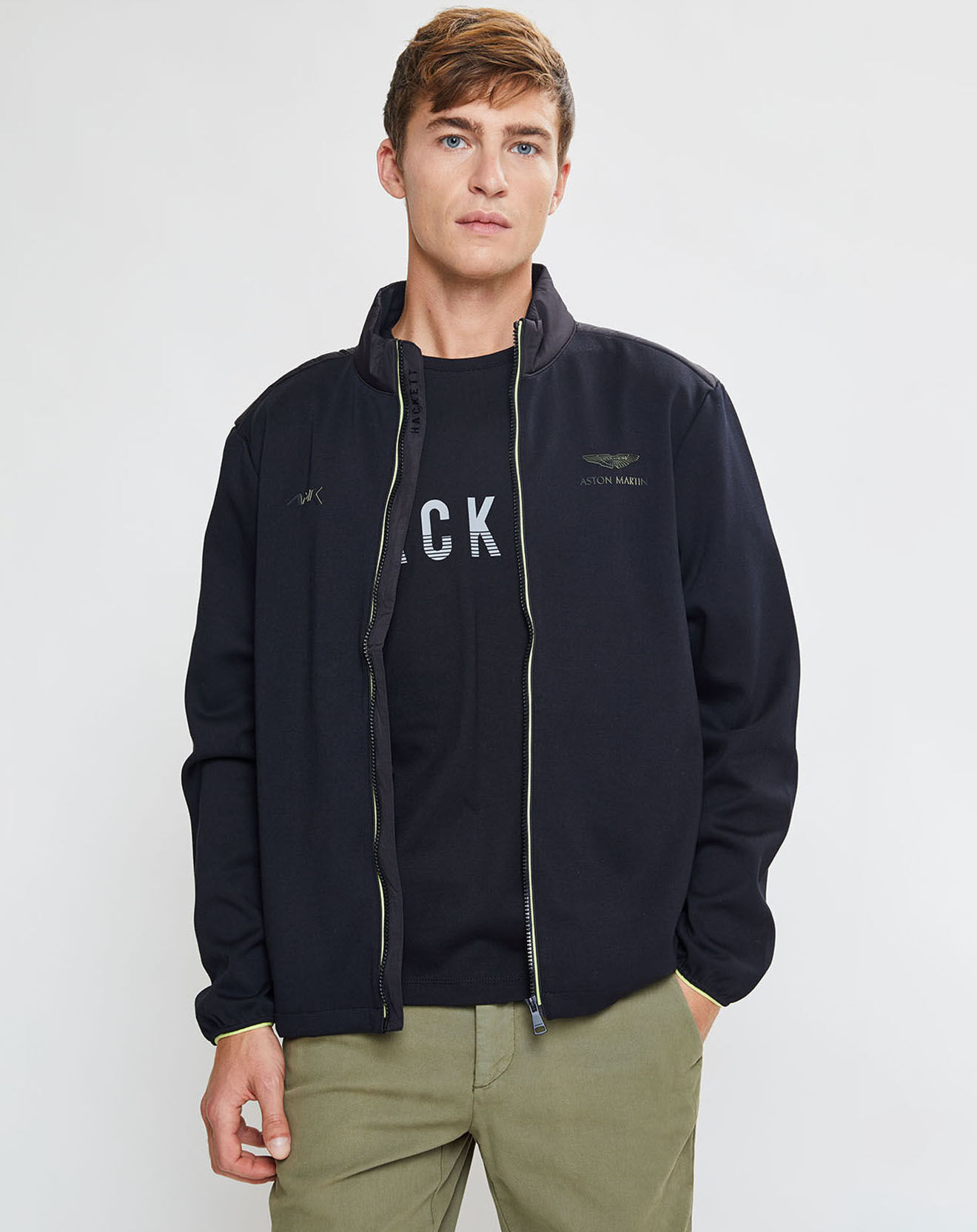 Hackett London Blouson Aston Martin Racing Jersey bimatière noir
