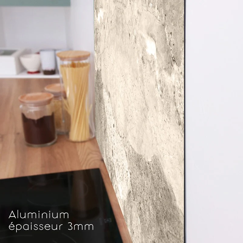 Crédence cuisine Fond de hotte ALU L 60xH 70cm - MINERAL ECRU 99deco