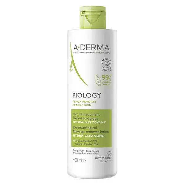 Leite de Limpeza Dermatológica Orgânico Hidratante A-Derma Biology 400ml