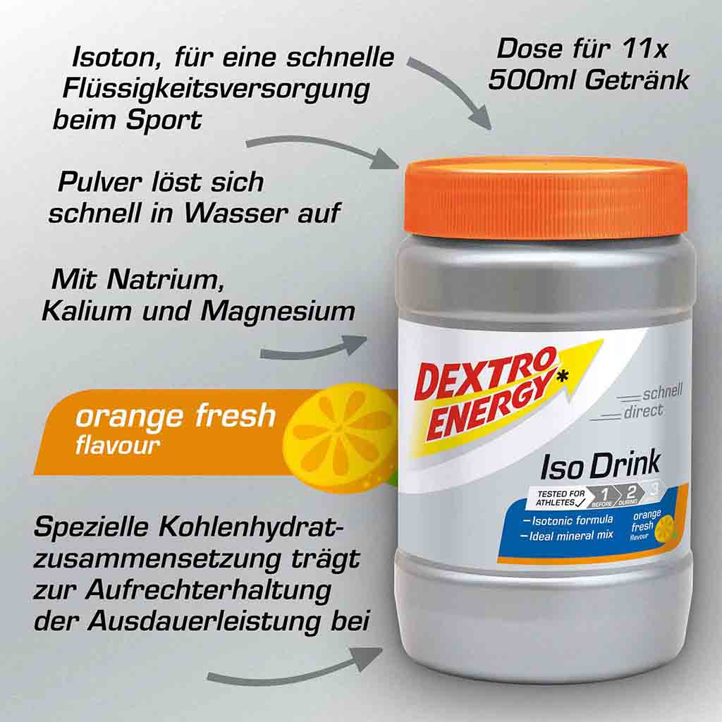 Dextro Energy Iso Drink Getränkepulver Orange 440g MHD:30.11.25