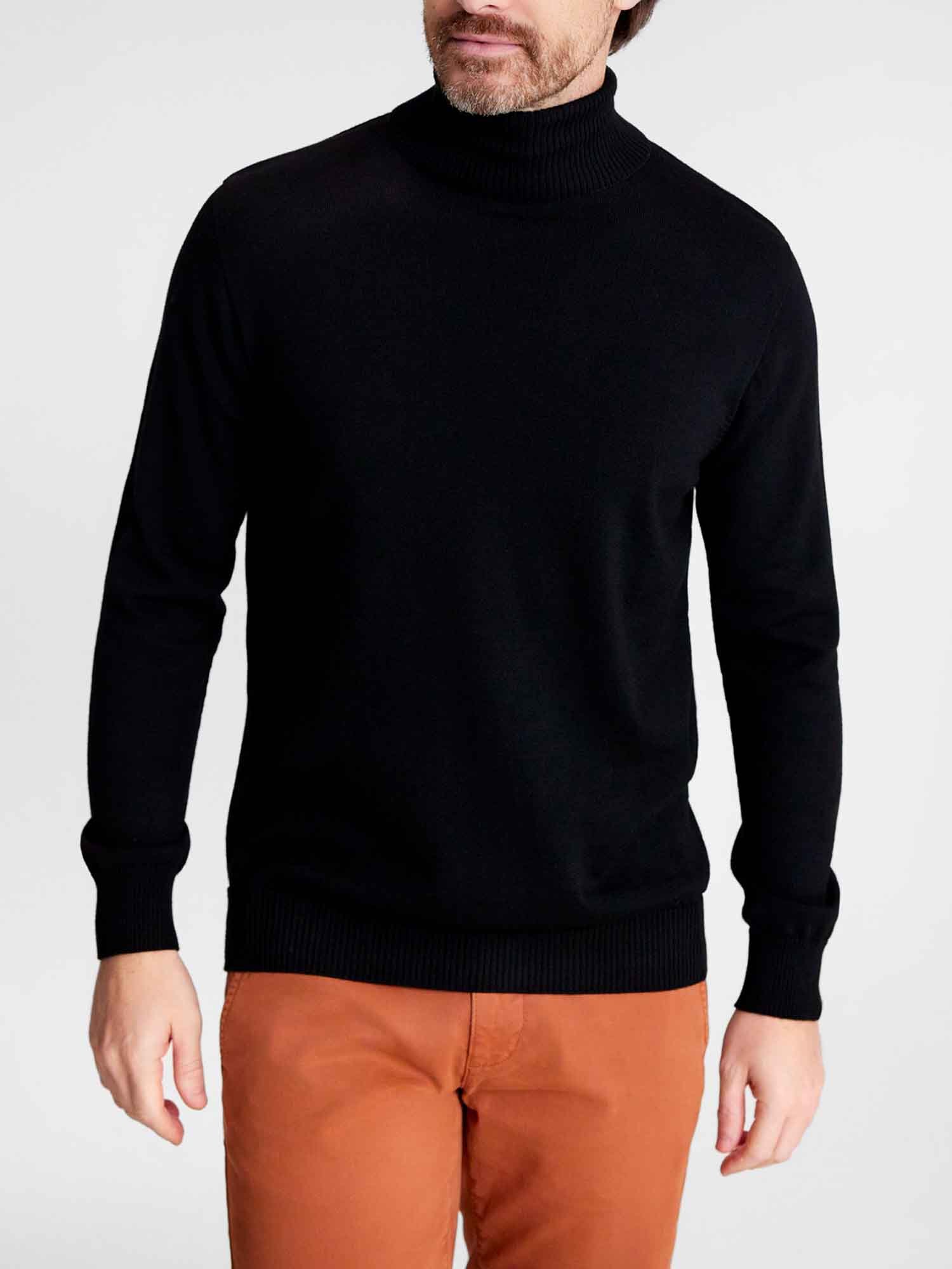 Pull Col Roulé Homme Fabriquées en FranceLaine Noir