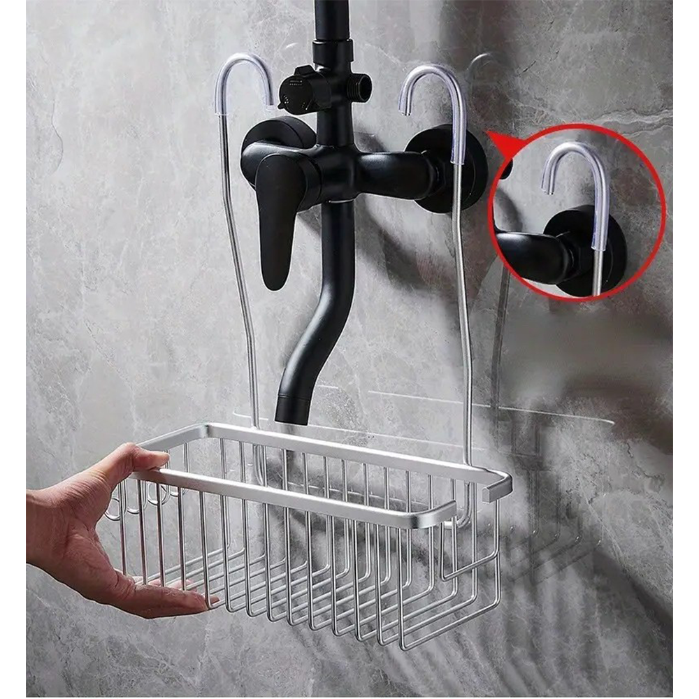 (31x38cm) Aluminium Hänge Duschregal Badezimmer Dusch Ablage Korb Halterung zum Einhängen - Schwarz