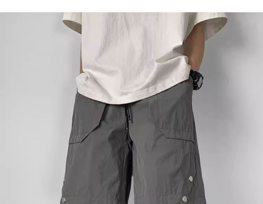 emeisa - Effen shorts met trekkoord en drukknopen