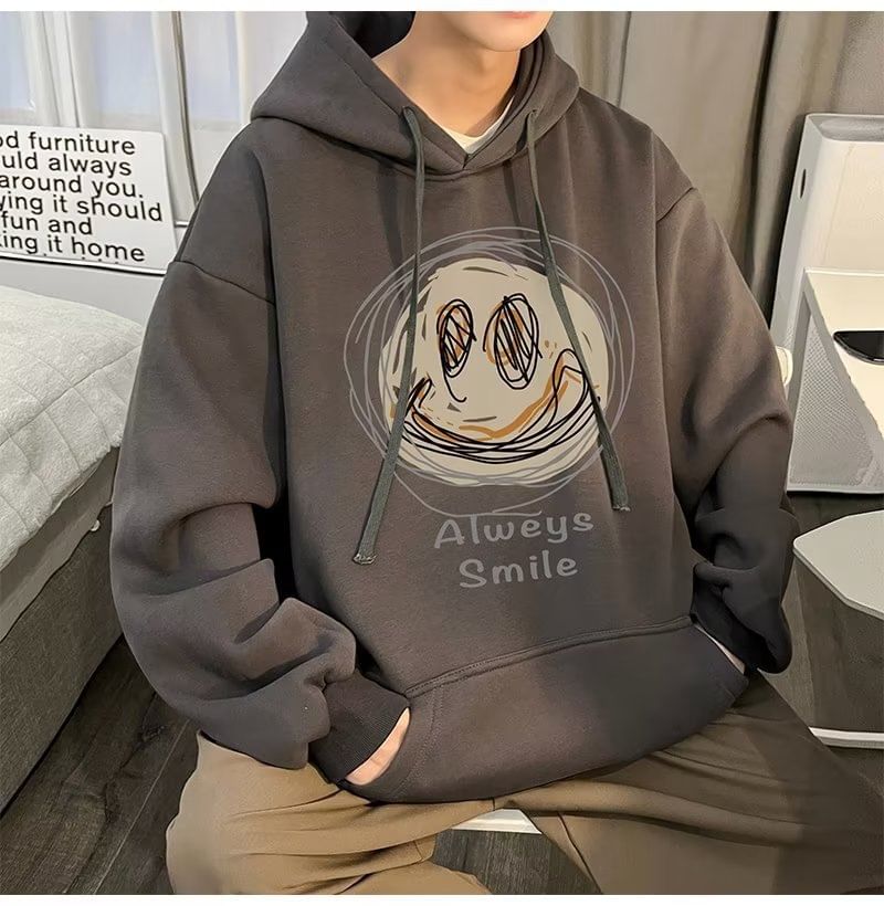 Lingaris - Hoodie met smileygezichtprint