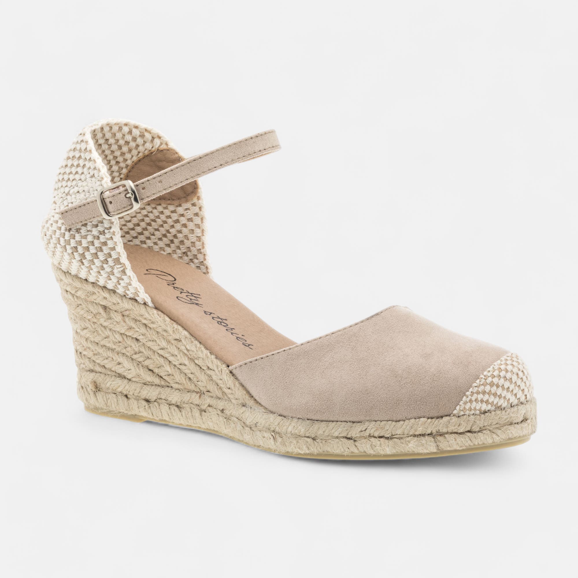 Espadrilles à talon compensé Femme beige