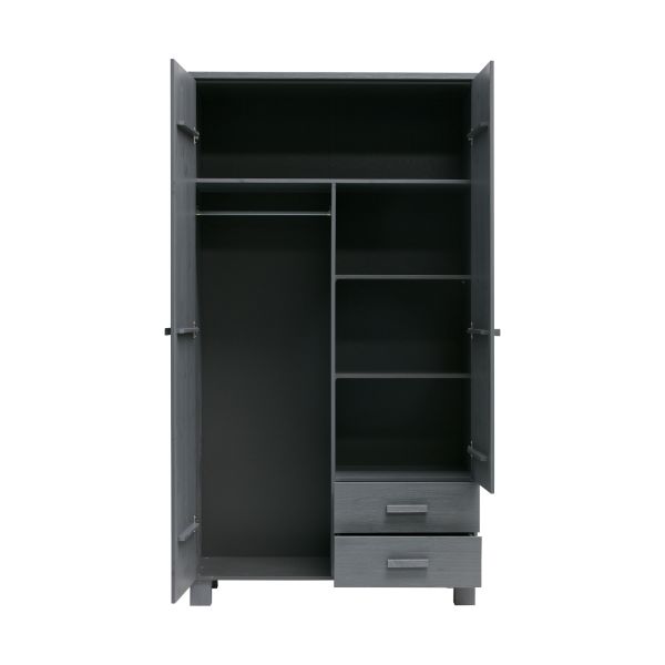 Woood Dennis Kledingkast   Laden Steel Grey 2-Deurs