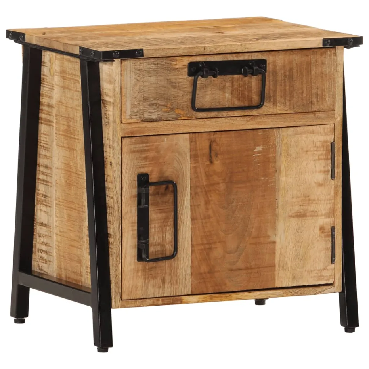 vidaXL Table de chevet - Bois de Manguier et Fer