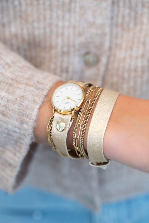 Metallic horloge met dubbele band