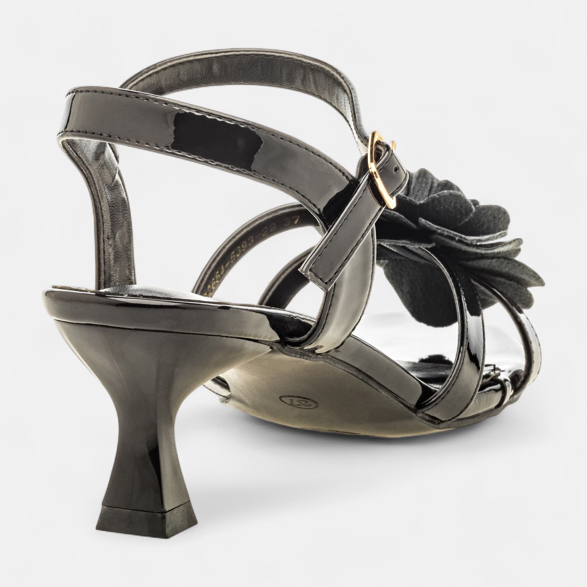 Nu-pieds à talon Femme noir vernis