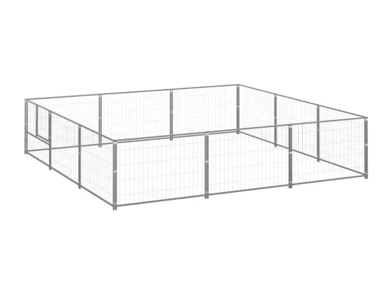Chenil extérieur cage enclos argenté 300 x 300 x 70 cm 02_0000308