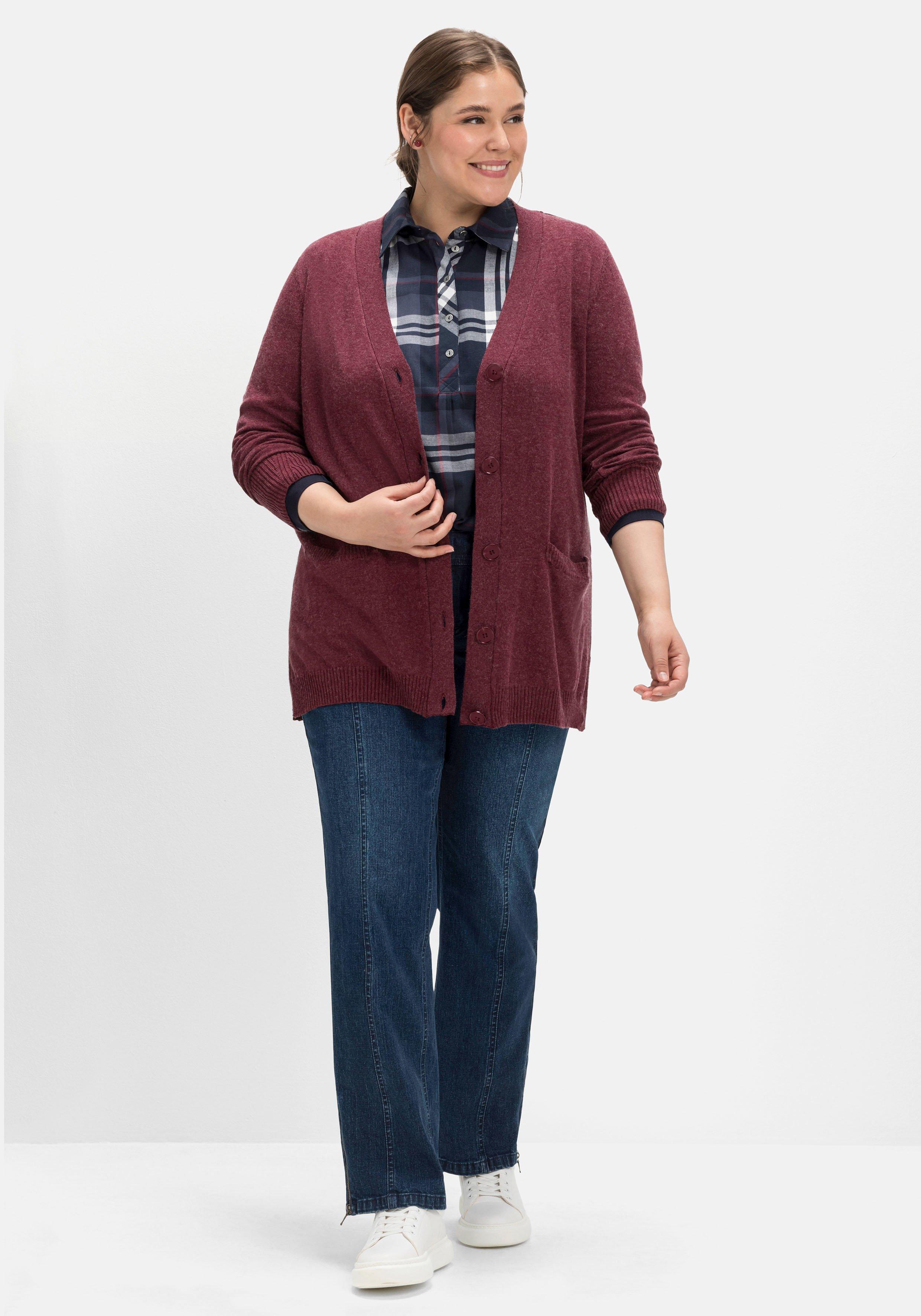 Strickjacke mit Kaschmir, Ajourstrick hinten