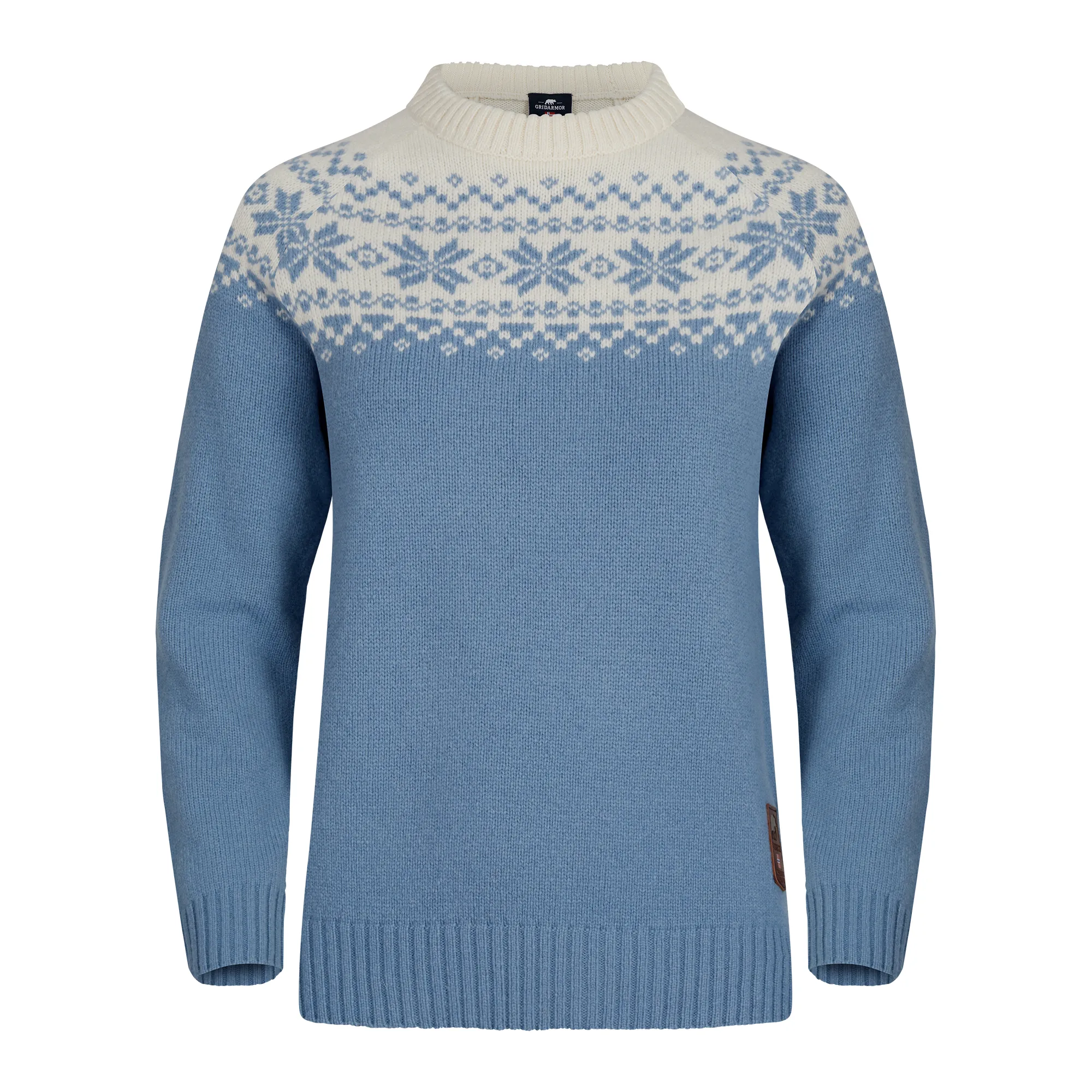 Gridarmor Women’s Snøkrystall Round Neck Ullgenser Light Blue/White