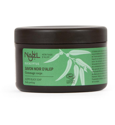 Najel Aleppo zeep scrub zwart eucalyptus (180 gr)