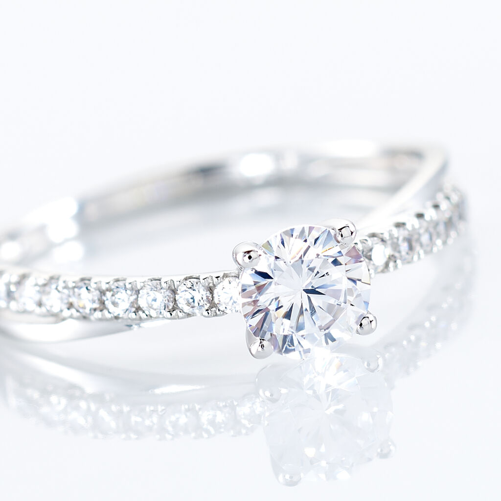 Bague Solitaire Kanel Or Blanc Oxyde De Zirconium