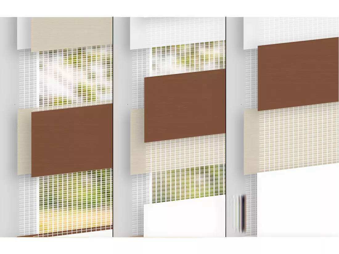Store enrouleur double 45 x 150 cm Blanc-Beige-Marron Klemmfix ECD Germany