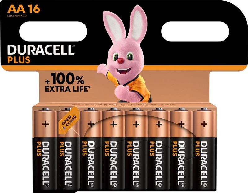 DURACELL Plus Power 100 Alkaline Batterijen AA 16 Stuks