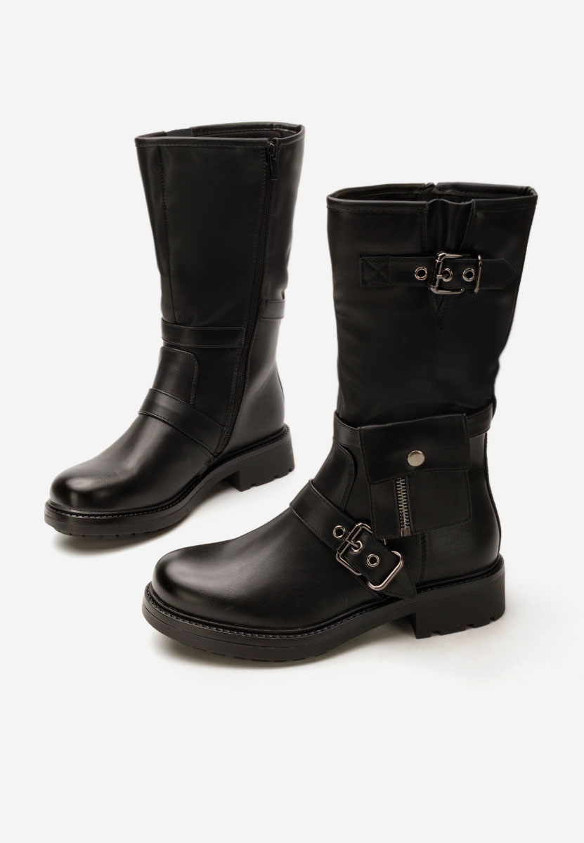 Bottes plates femme noires Kalira