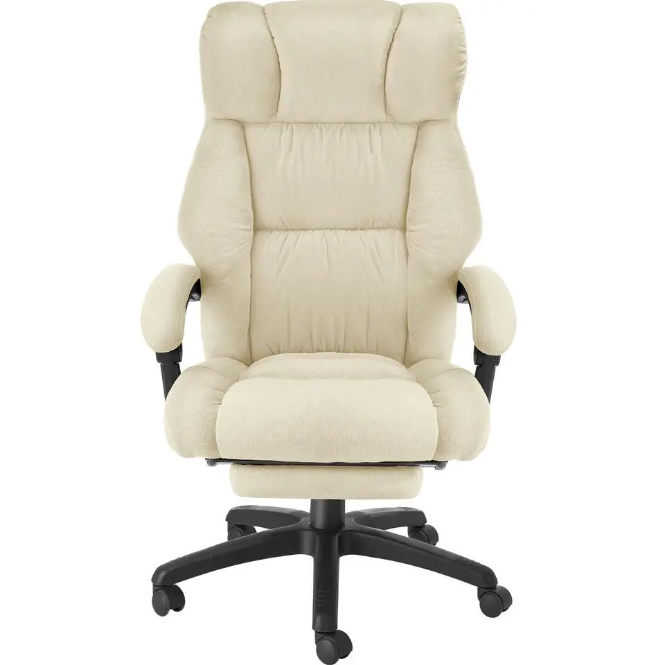 tectake Bureaustoel Jillien met voetsteun en veloursbekleding, Beige