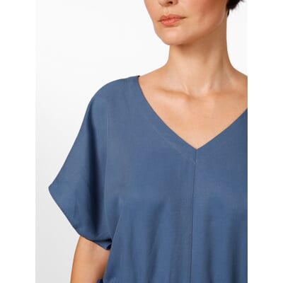 Damenkleid V-Ausschnitt, Blau
